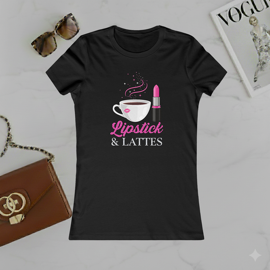 Embrace Comfort and Style with Lipstick & Lattes – The Ultimate Women's Tee for Coffee and Glam Lovers ☕💄