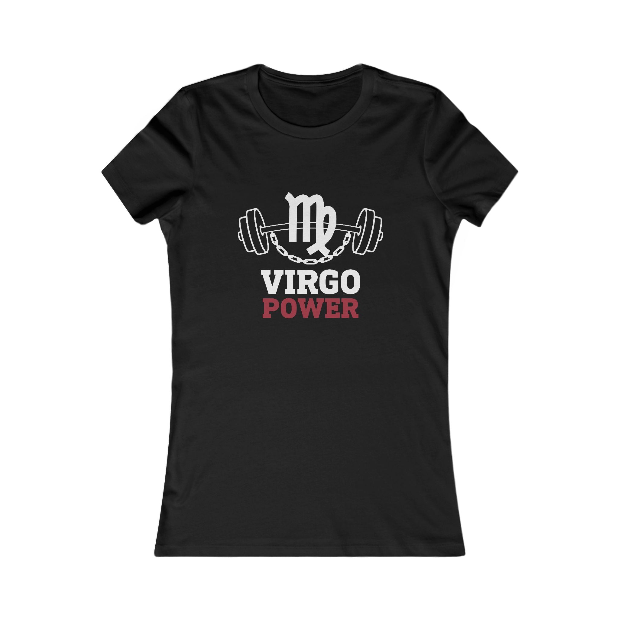 Virgo Power Women's Tee — Zodiac Fitness Shirt with Barbell Graphic