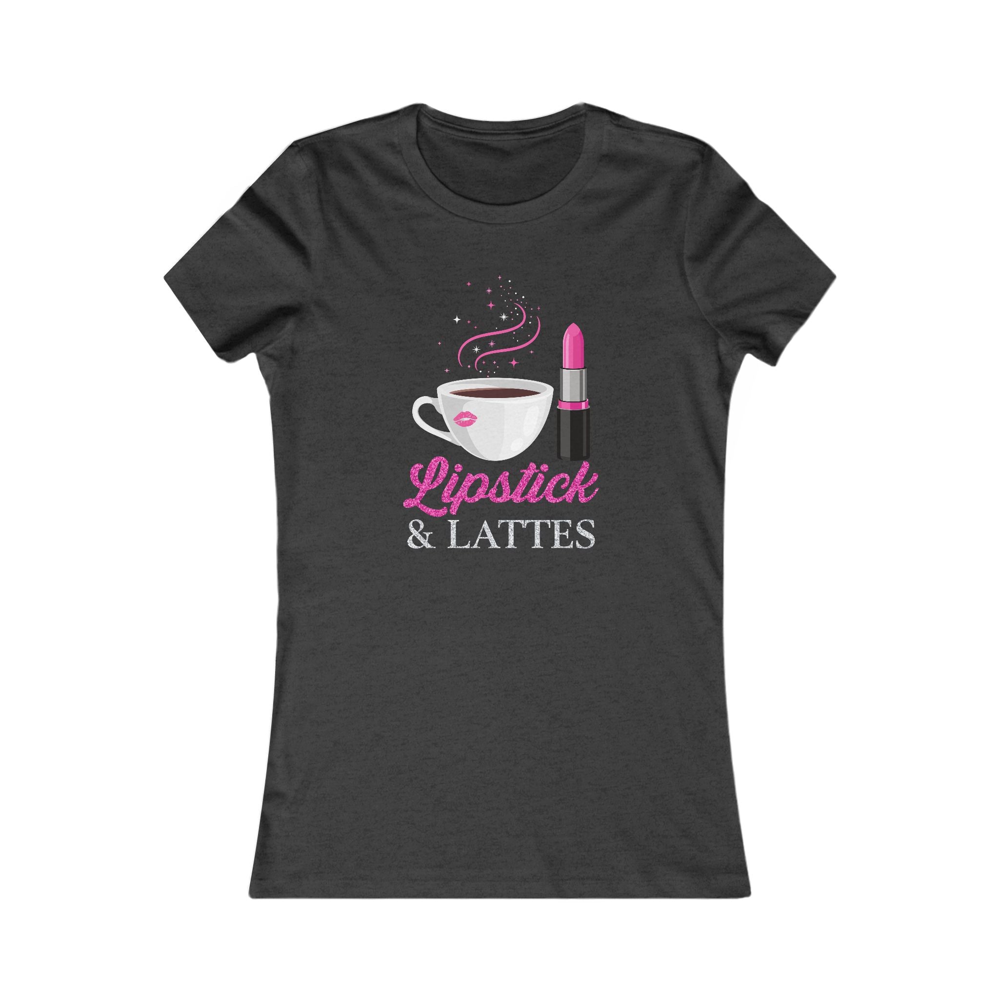 Lipstick & Lattes Women's Tee — Cute Coffee and Makeup Graphic T-Shirt