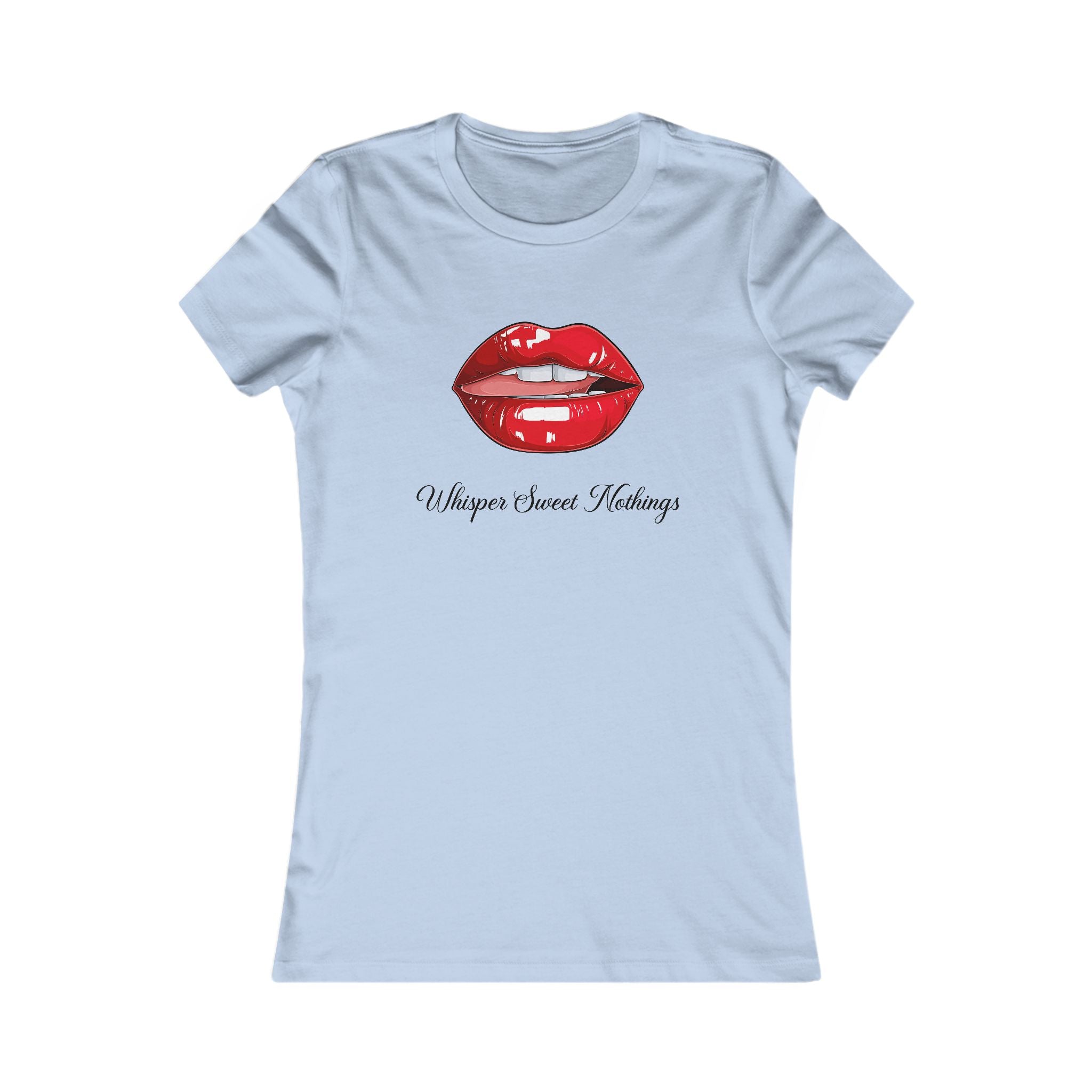 Women's Tee - Red Lip Print 'Whisper Sweet Nothings' Graphic Shirt
