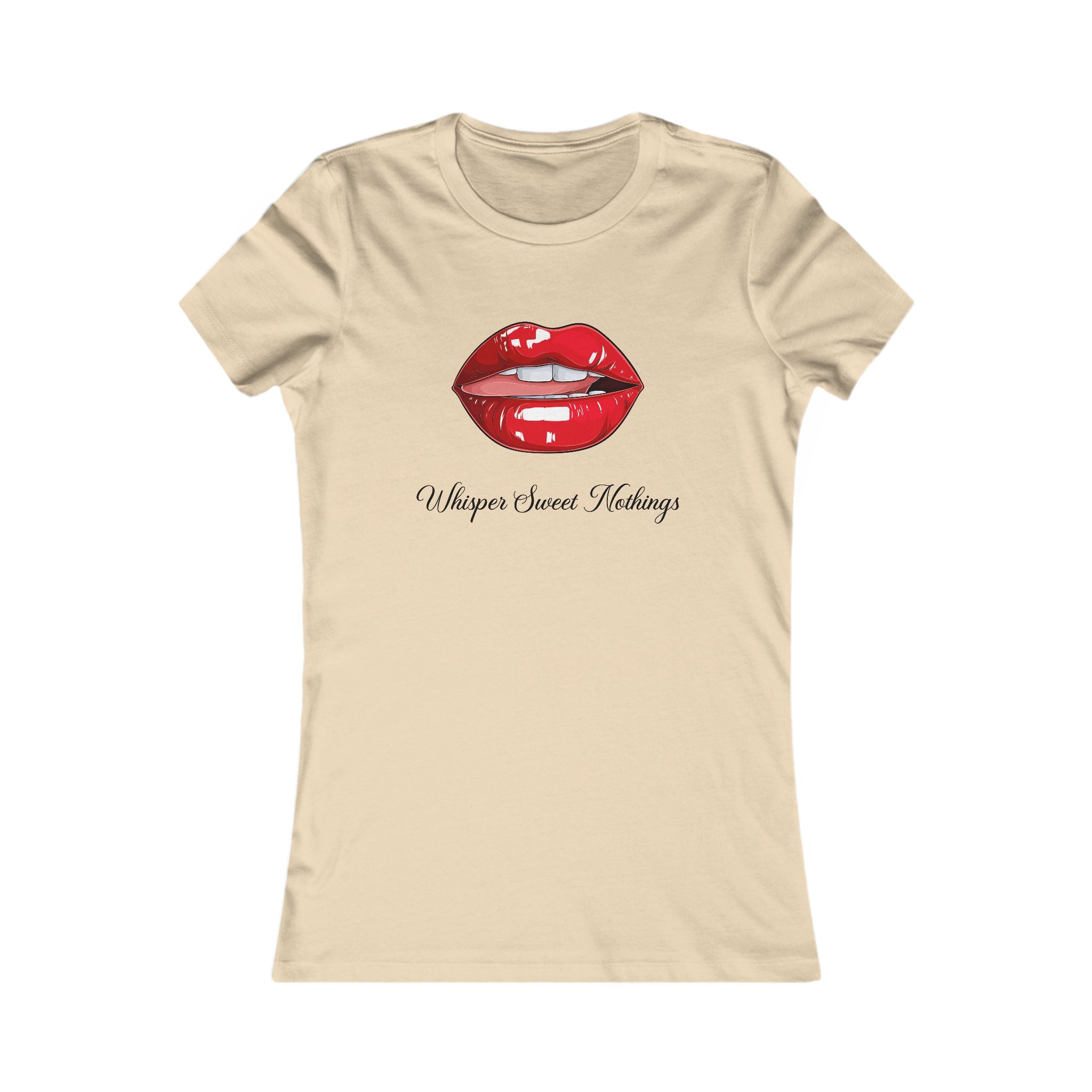 Women's Tee - Red Lip Print 'Whisper Sweet Nothings' Graphic Shirt