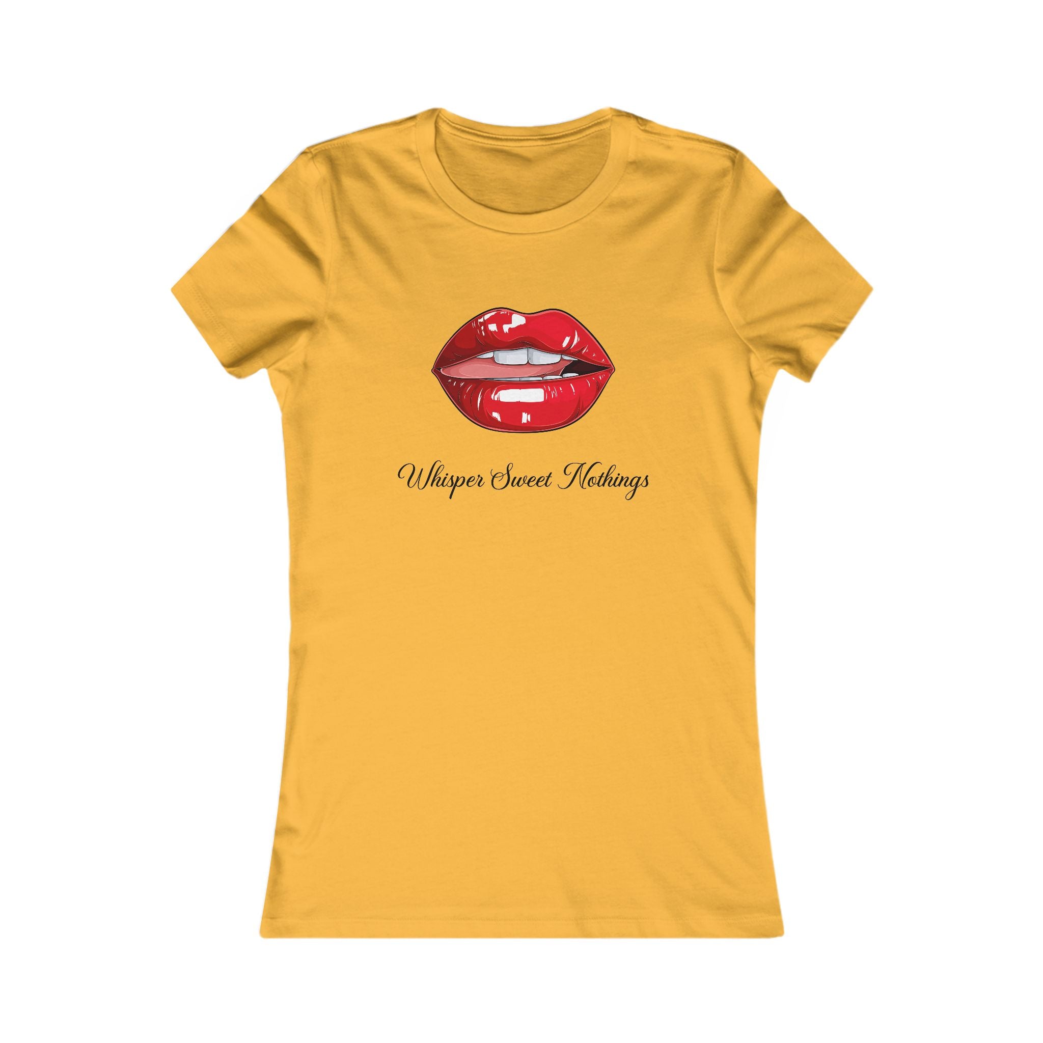 Women's Tee - Red Lip Print 'Whisper Sweet Nothings' Graphic Shirt