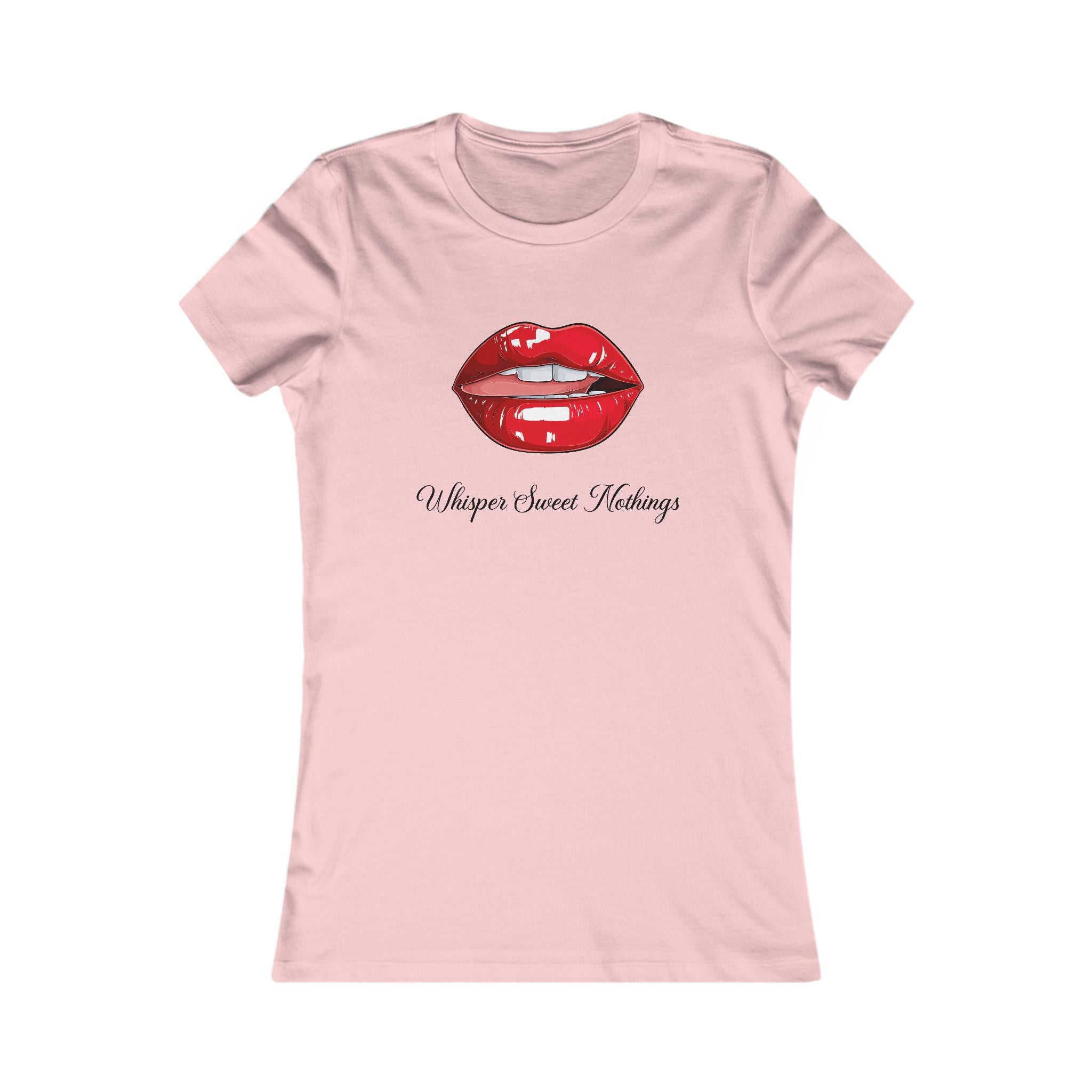 Women's Tee - Red Lip Print 'Whisper Sweet Nothings' Graphic Shirt