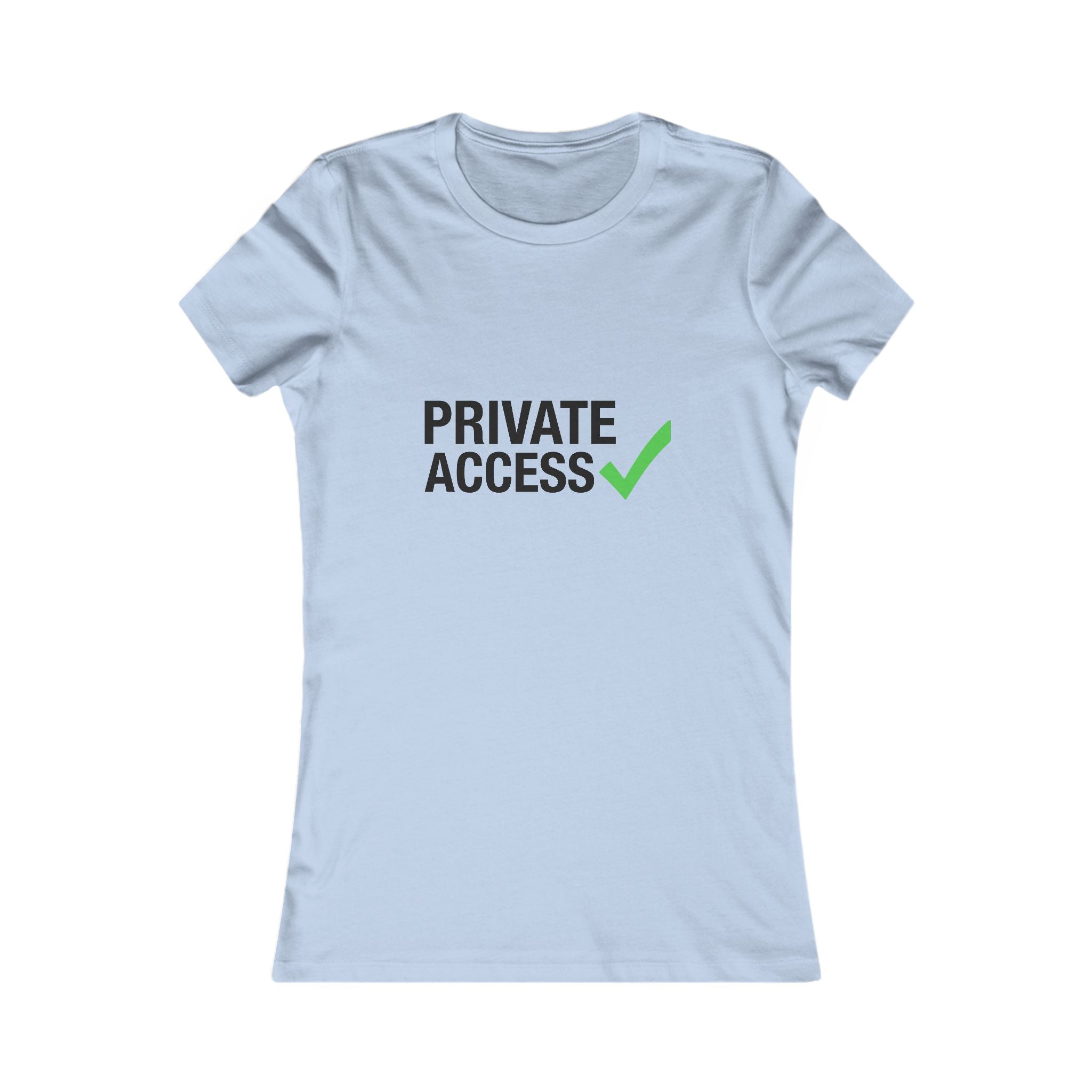 Private Access Tee — Women's White Graphic T‑Shirt with Green Check