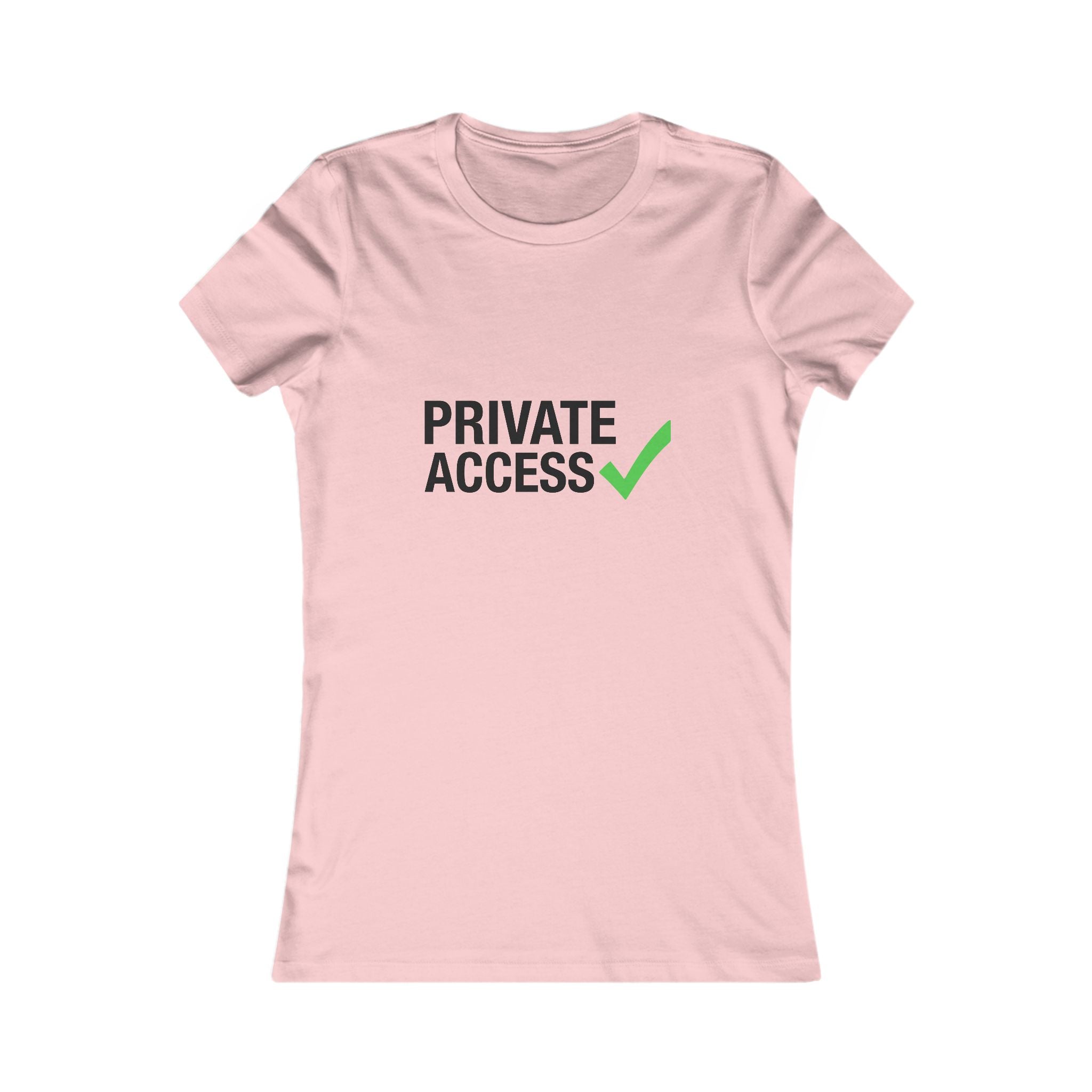 Private Access Tee — Women's White Graphic T‑Shirt with Green Check