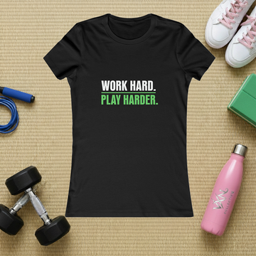 Work Hard Play Harder Women's Tee — Motivational Graphic Shirt