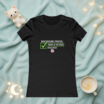 Disclosure Status Tee — "Traps & Tattoos Disclosed" Women’s Graphic Shirt