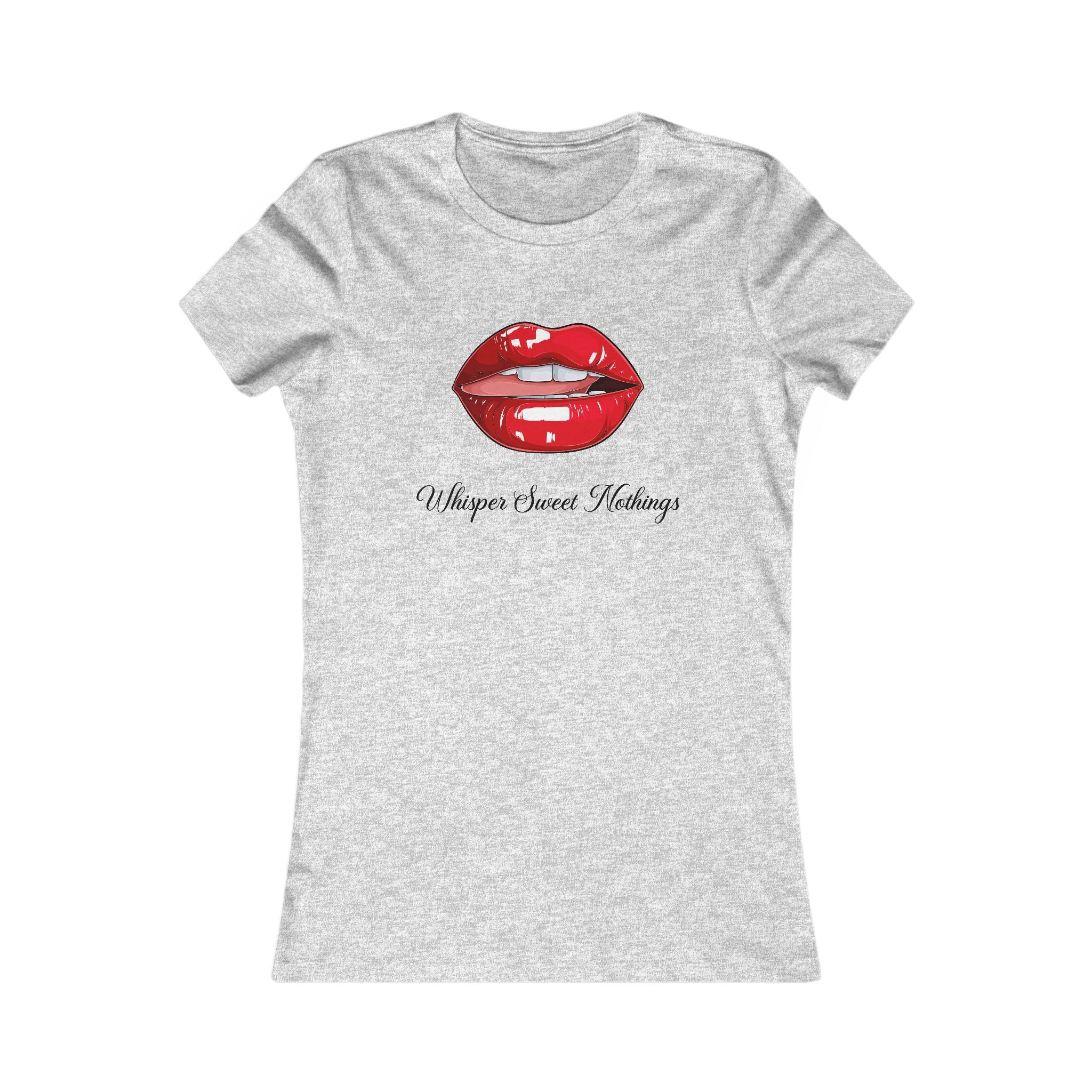 Women's Tee - Red Lip Print 'Whisper Sweet Nothings' Graphic Shirt