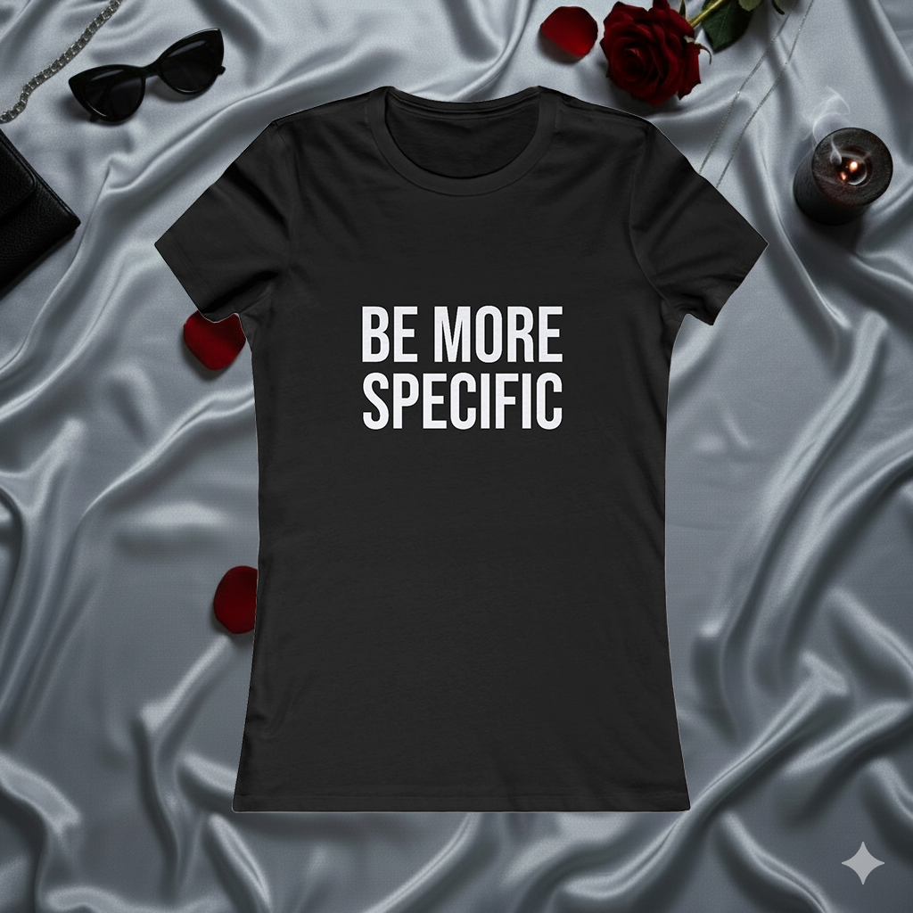 Be More Specific Women's Tee — Funny Statement Graphic Shirt