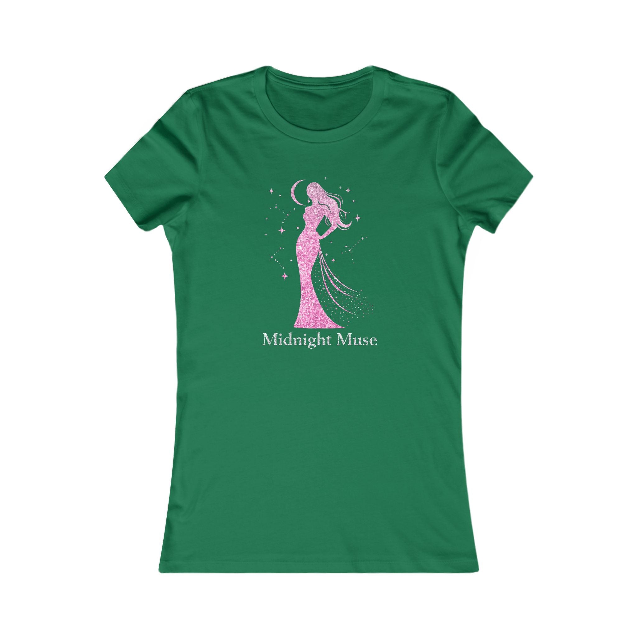 Midnight Muse Women's Tee — Pink Sparkle Silhouette Graphic Shirt