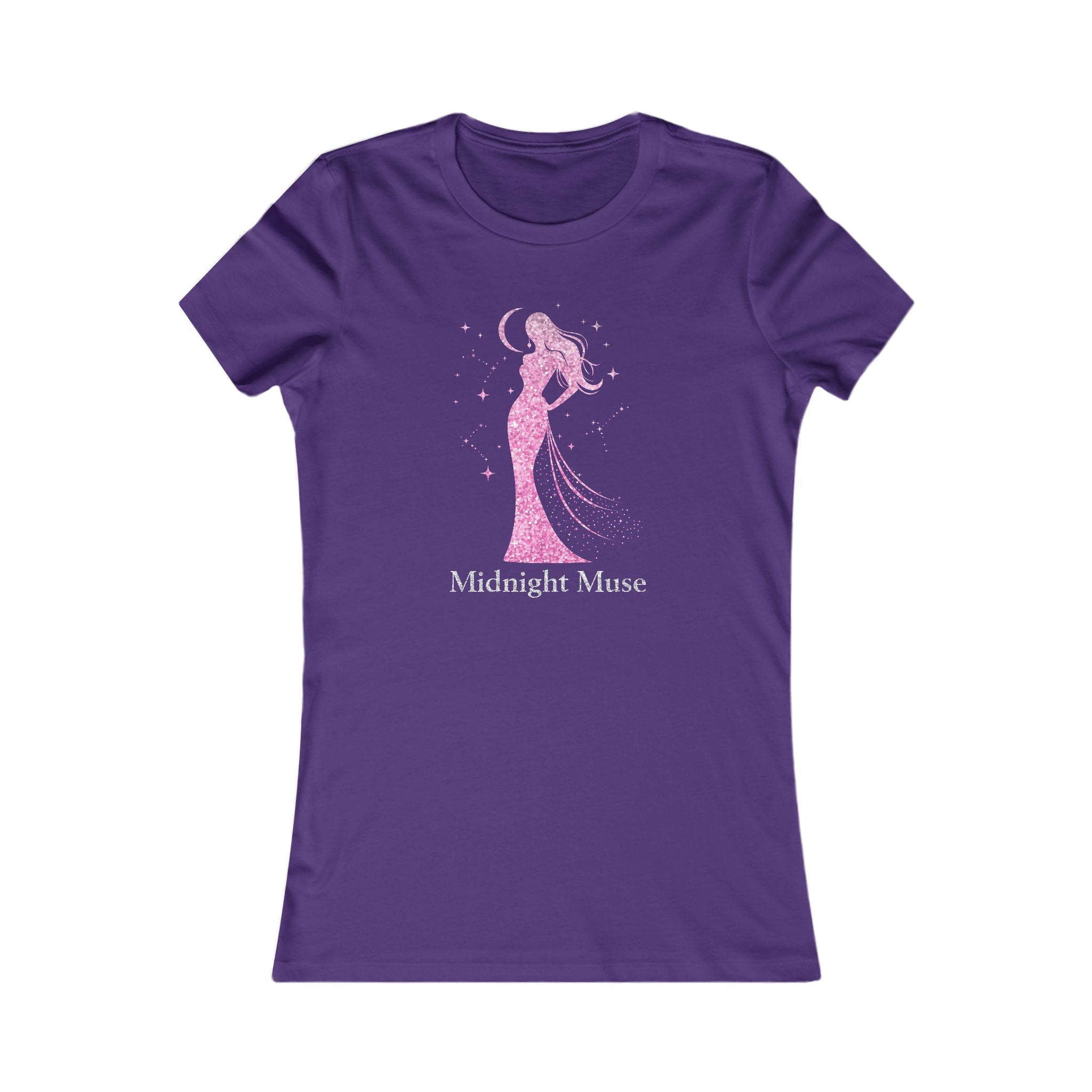 Midnight Muse Women's Tee — Pink Sparkle Silhouette Graphic Shirt
