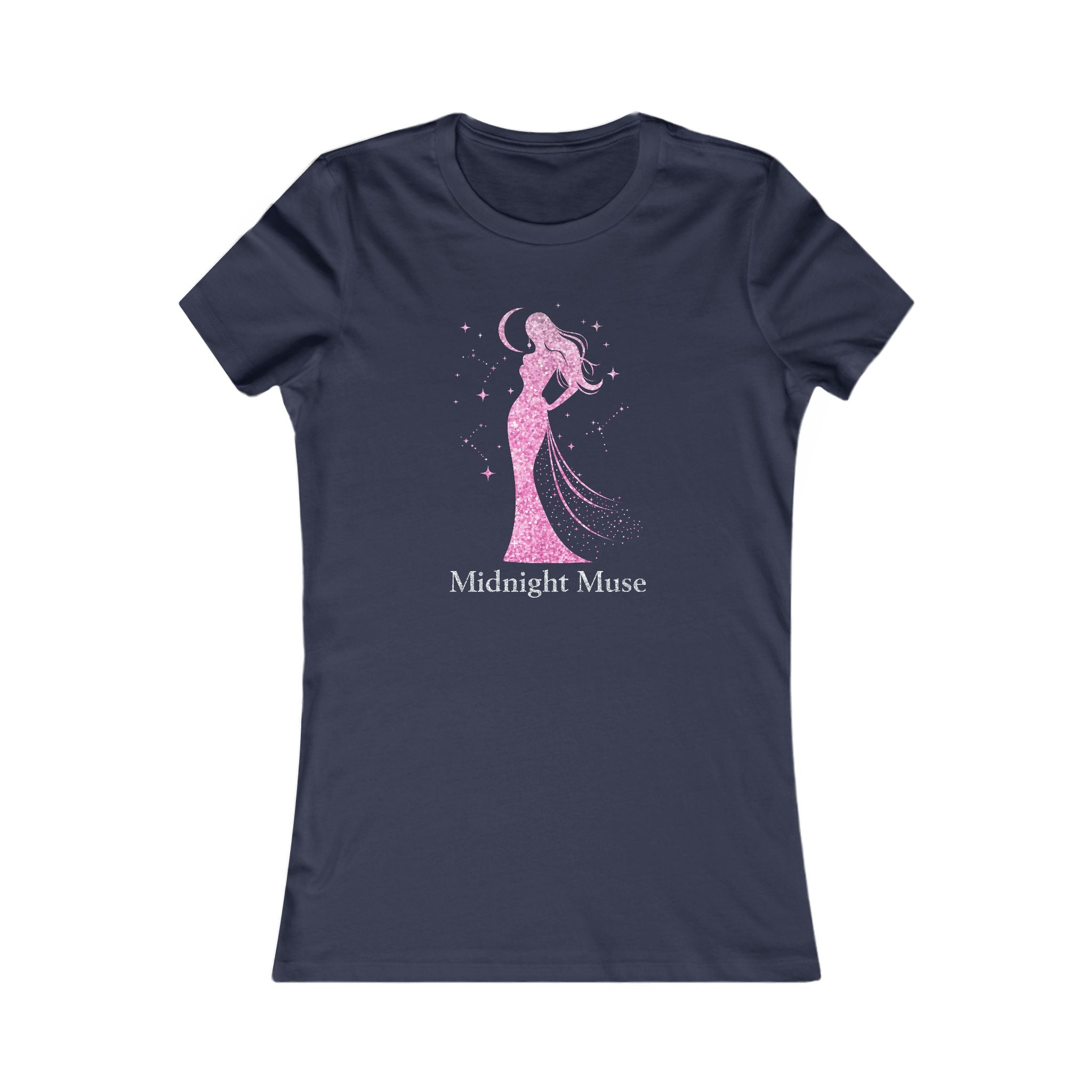 Midnight Muse Women's Tee — Pink Sparkle Silhouette Graphic Shirt