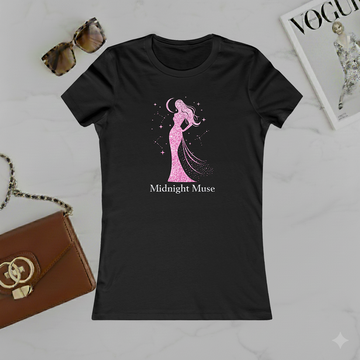 Midnight Muse Women's Tee — Pink Sparkle Silhouette Graphic Shirt