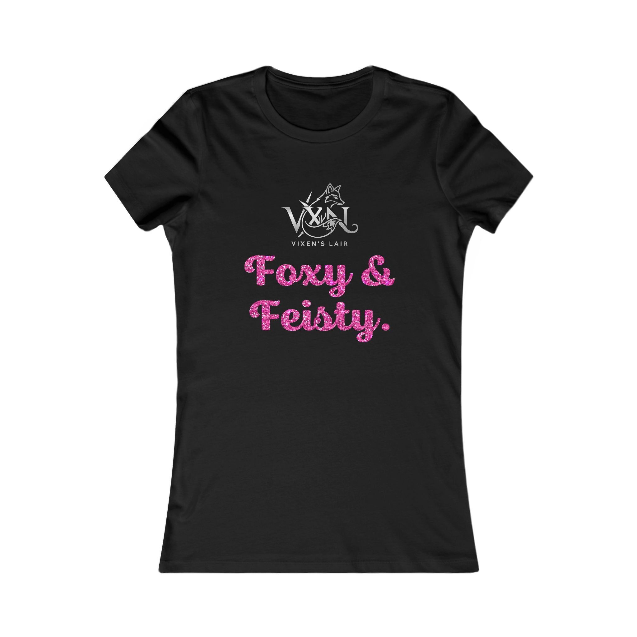 Foxy & Feisty Women's Tee — Cute Pink Glitter Script T-Shirt