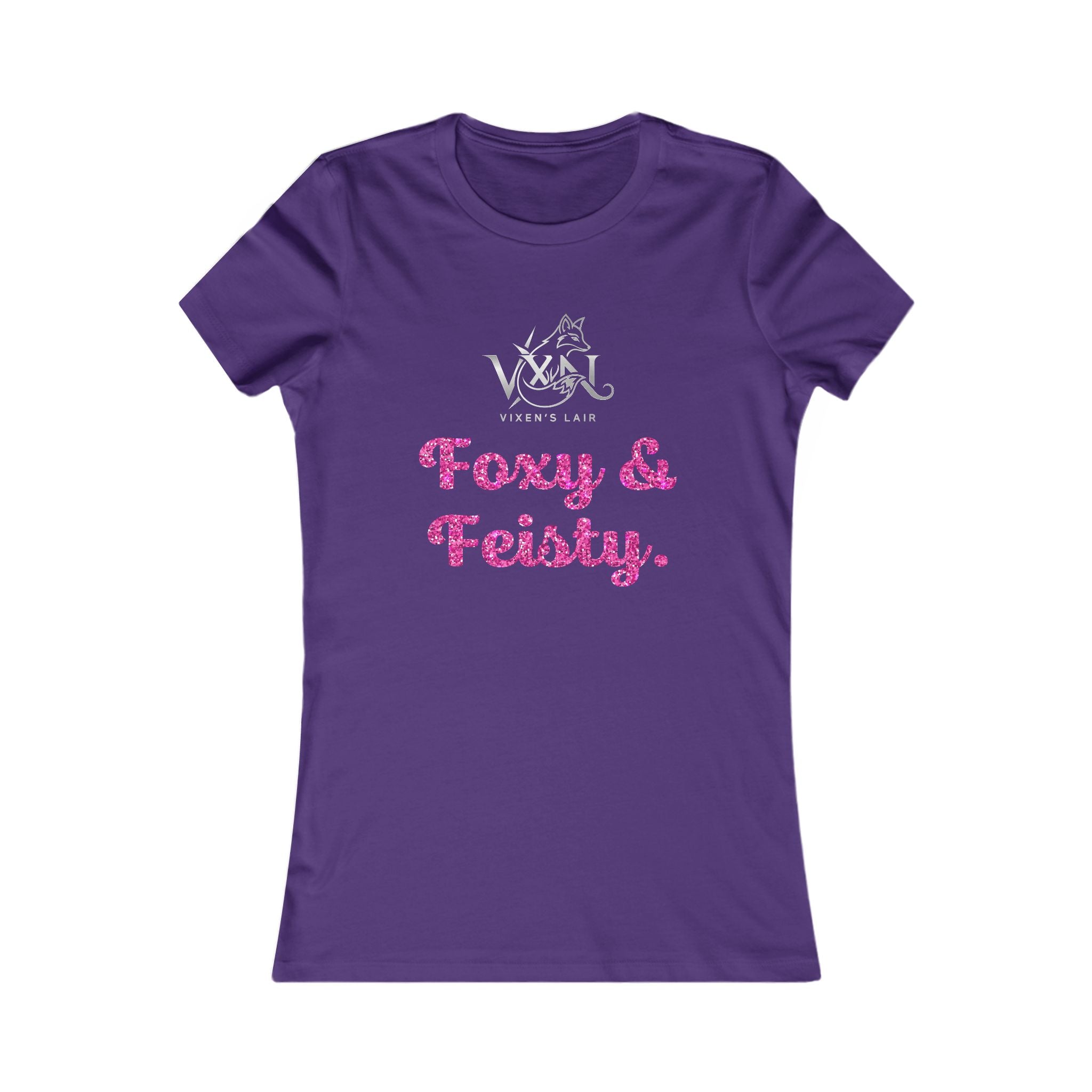 Foxy & Feisty Women's Tee — Cute Pink Glitter Script T-Shirt