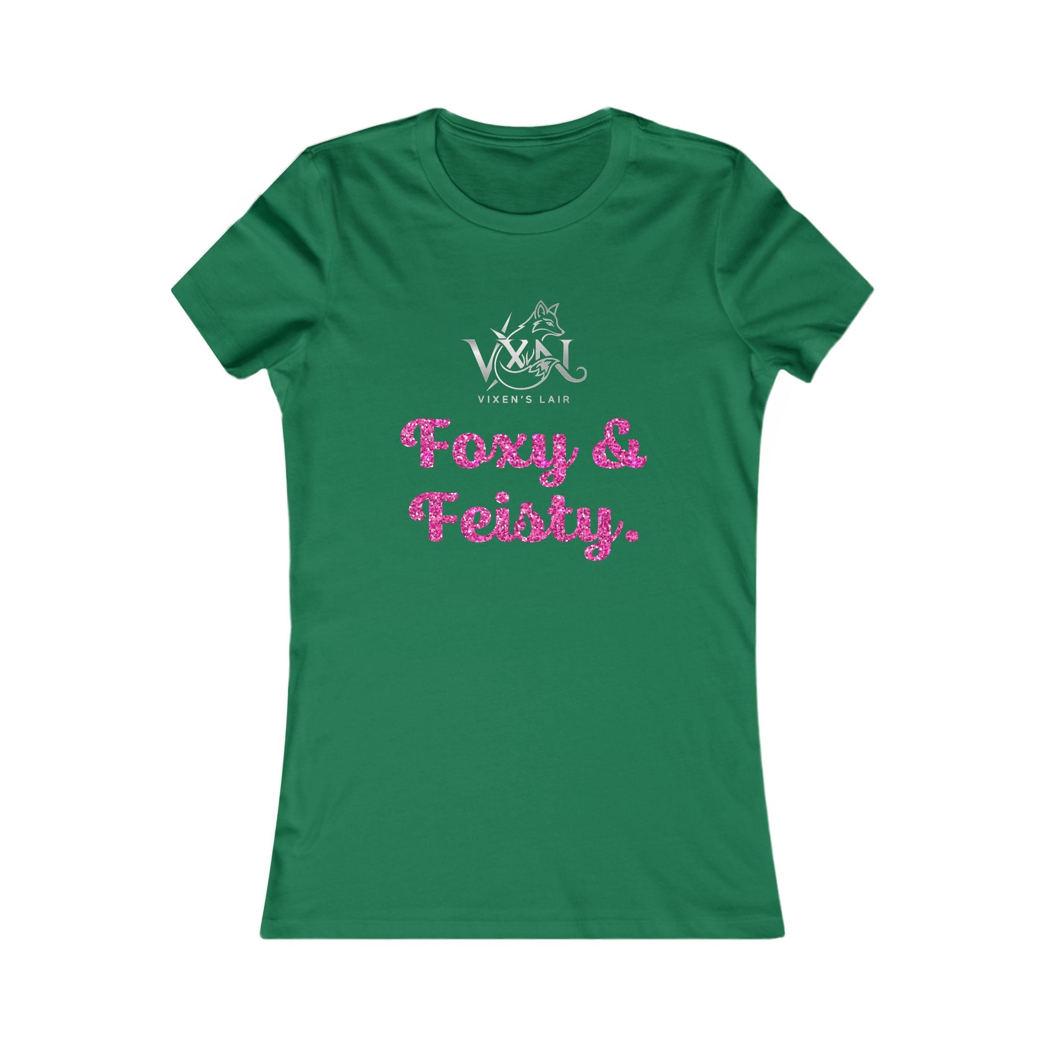 Foxy & Feisty Women's Tee — Cute Pink Glitter Script T-Shirt