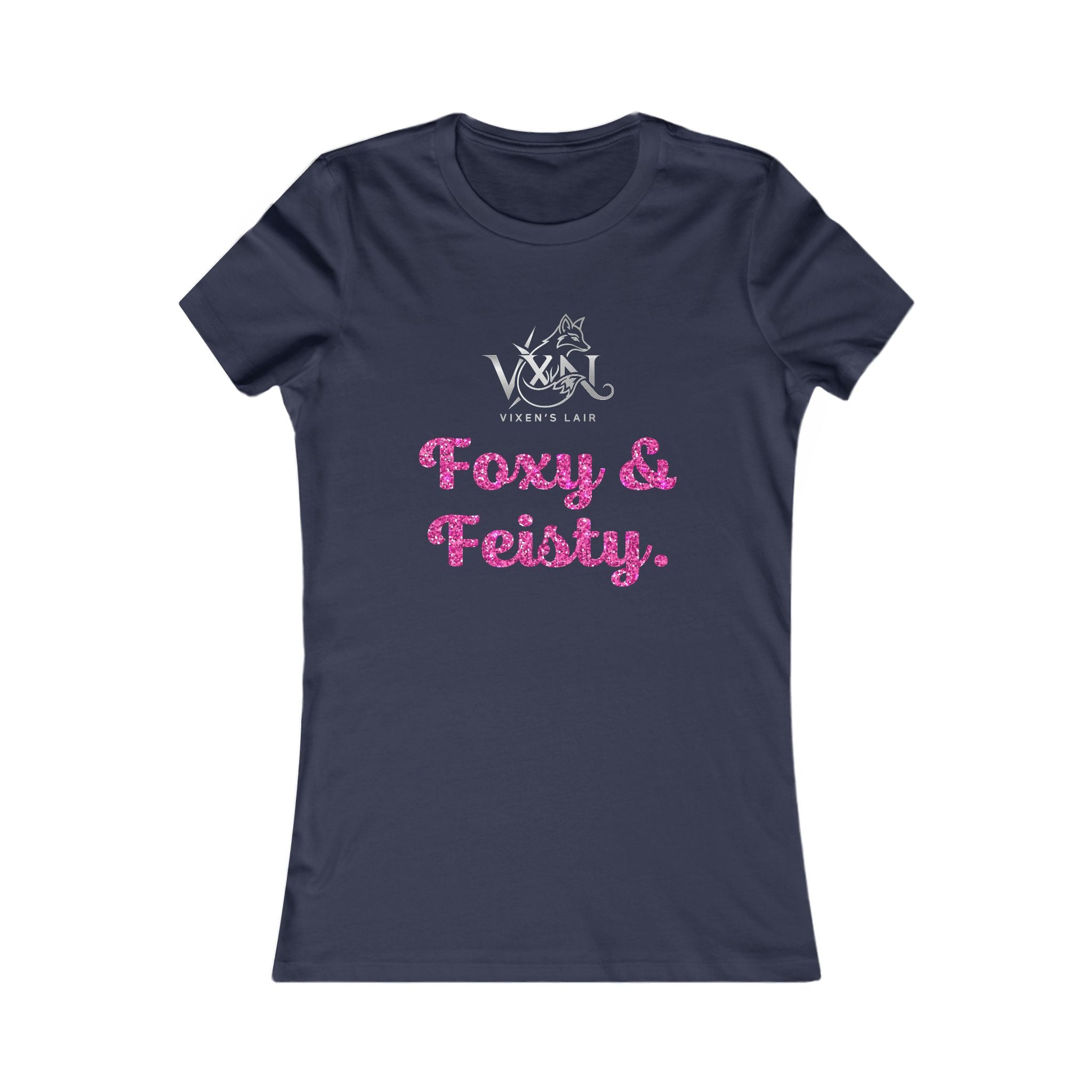 Foxy & Feisty Women's Tee — Cute Pink Glitter Script T-Shirt