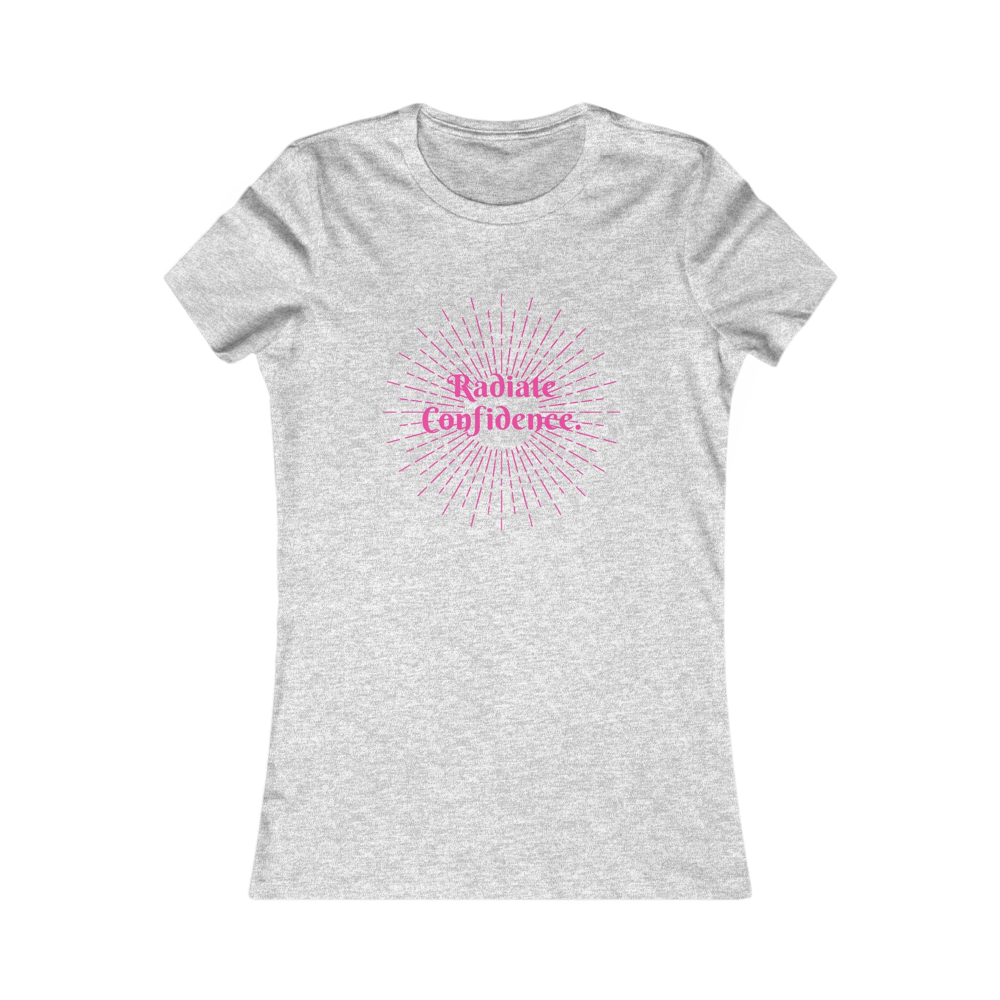 Radiate Confidence Women's Tee — Empowering Pink Burst Graphic