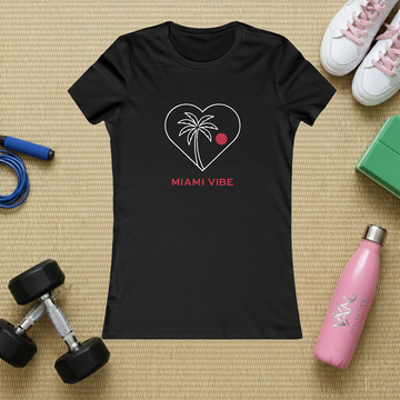 Miami Vibe Women's Tee — Heart Palm Tree Graphic