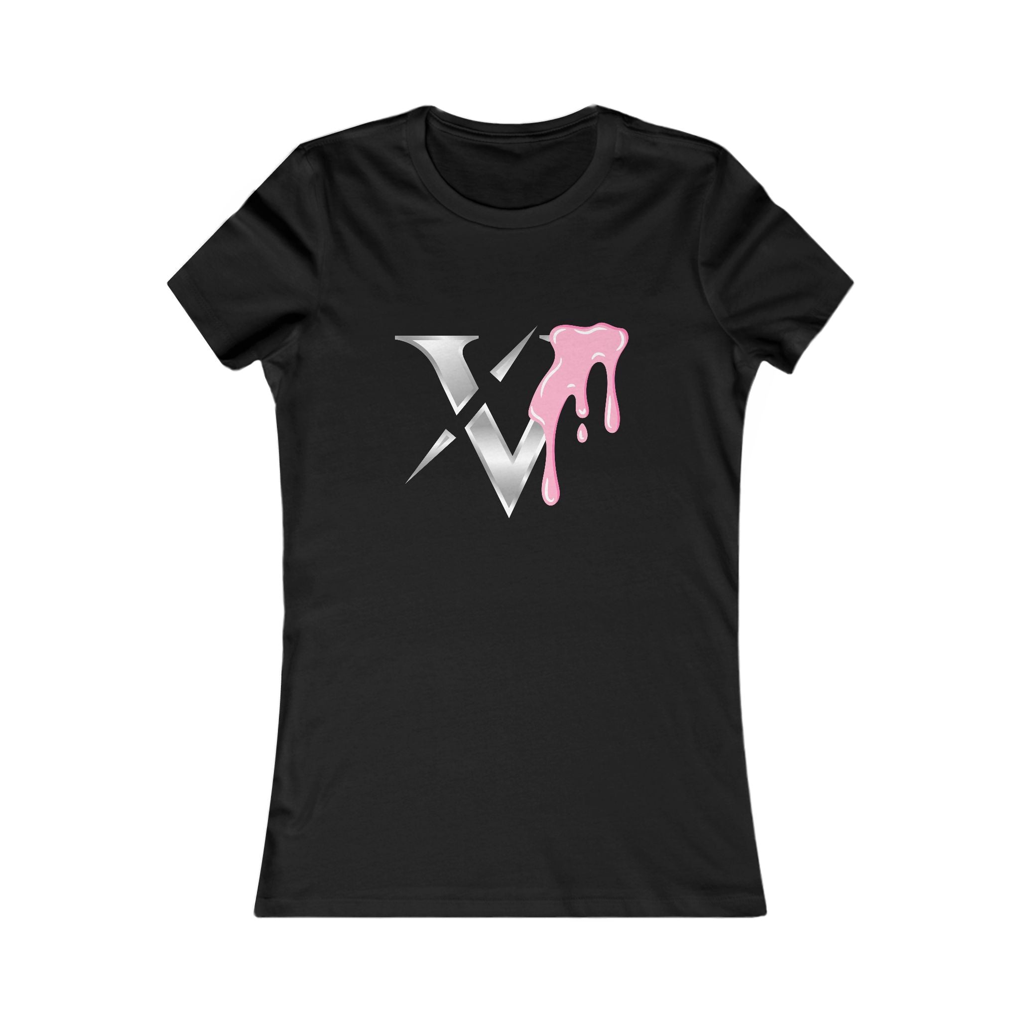 Women's Drip Logo Tee — Pink Paint Melt Graphic Shirt