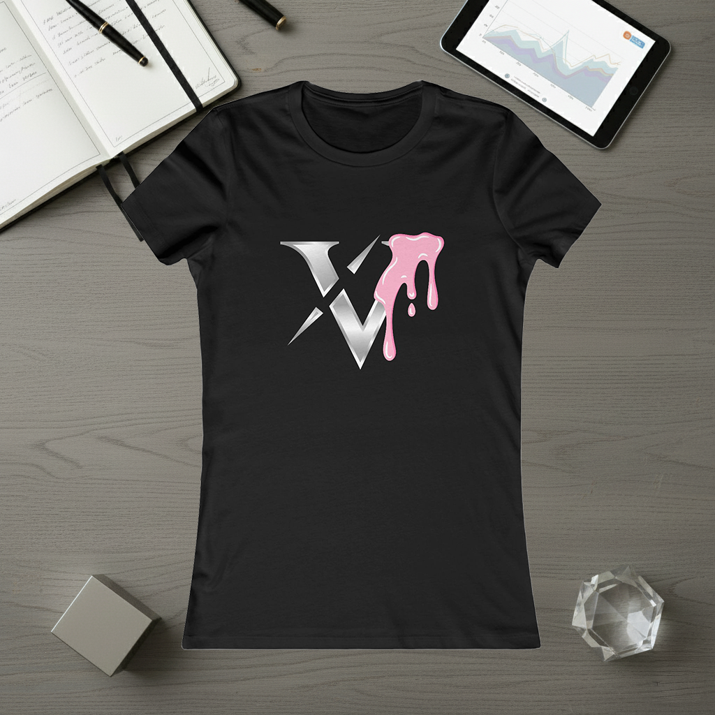 Women's Drip Logo Tee — Pink Paint Melt Graphic Shirt