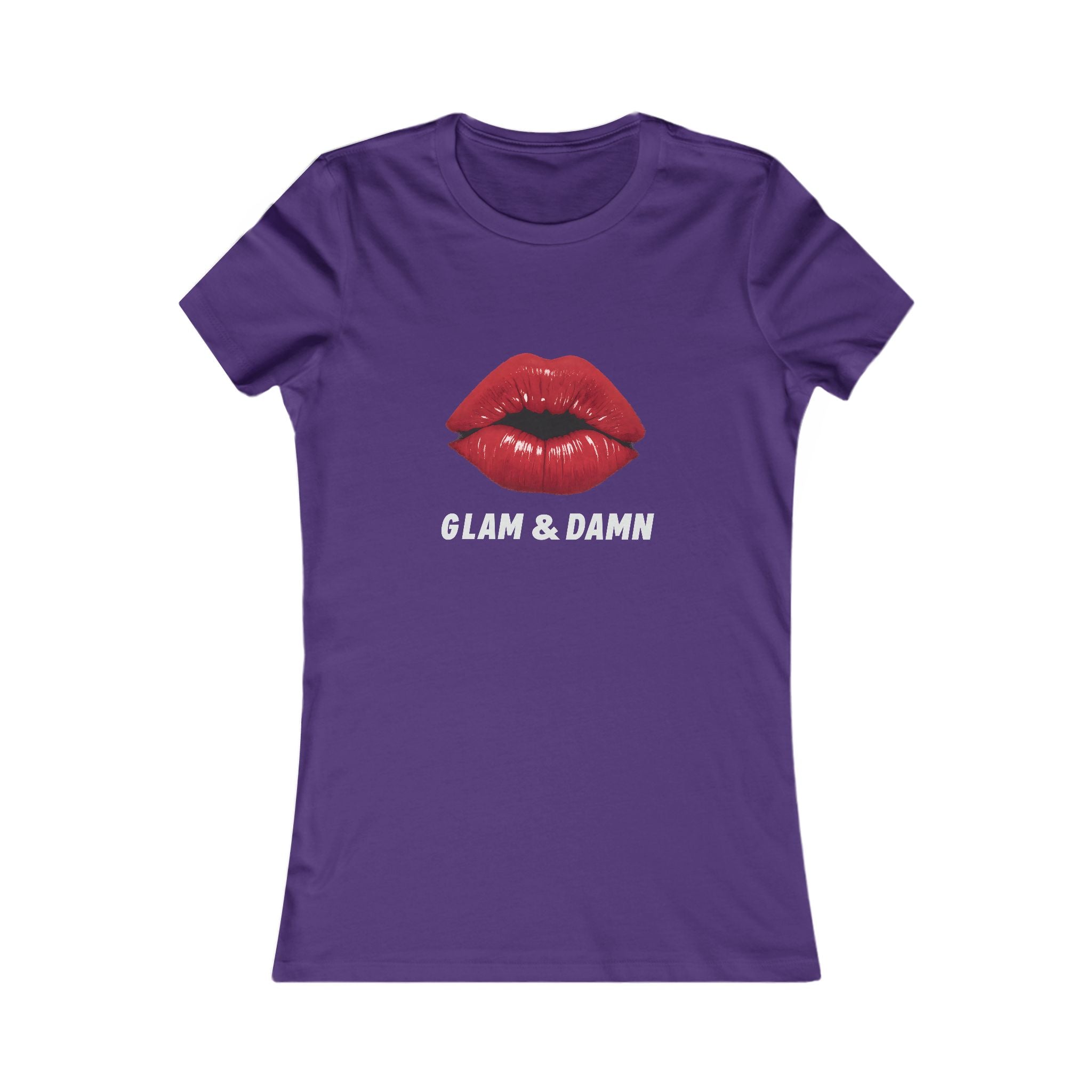 Glam & Damn Women's Tee — Red Lip Graphic Short Sleeve Shirt