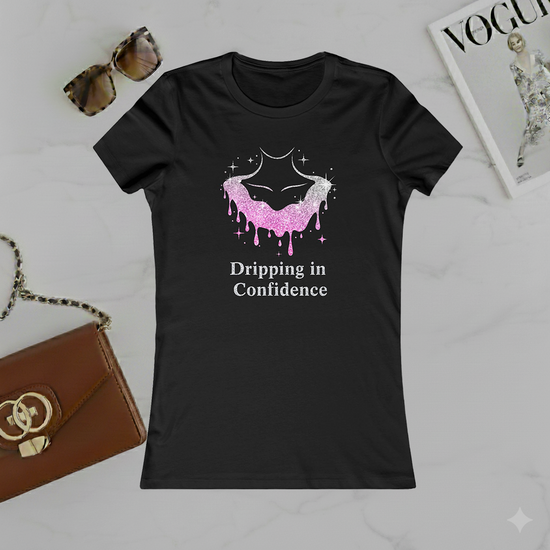 Dripping in Confidence Tee — Sparkling Pink Chest Graphic Women&