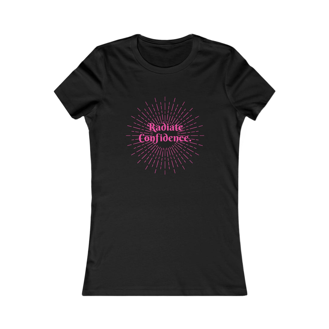 Radiate Confidence Women's Tee — Empowering Pink Burst Graphic