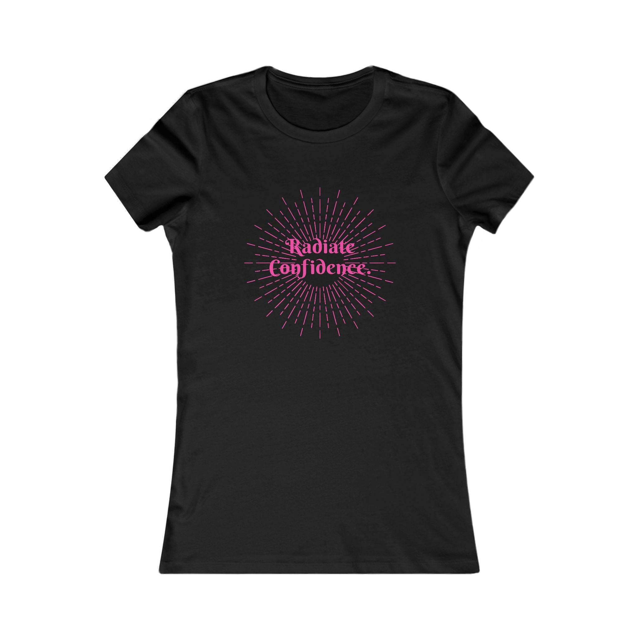 Radiate Confidence Women's Tee — Empowering Pink Burst Graphic