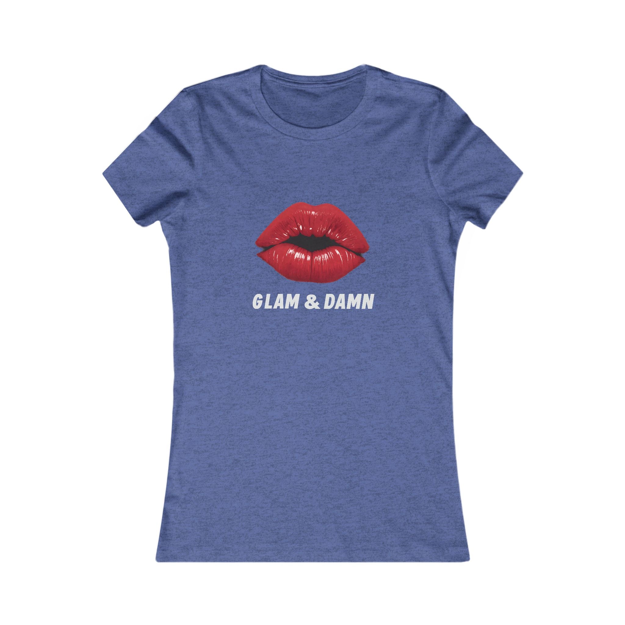 Glam & Damn Women's Tee — Red Lip Graphic Short Sleeve Shirt