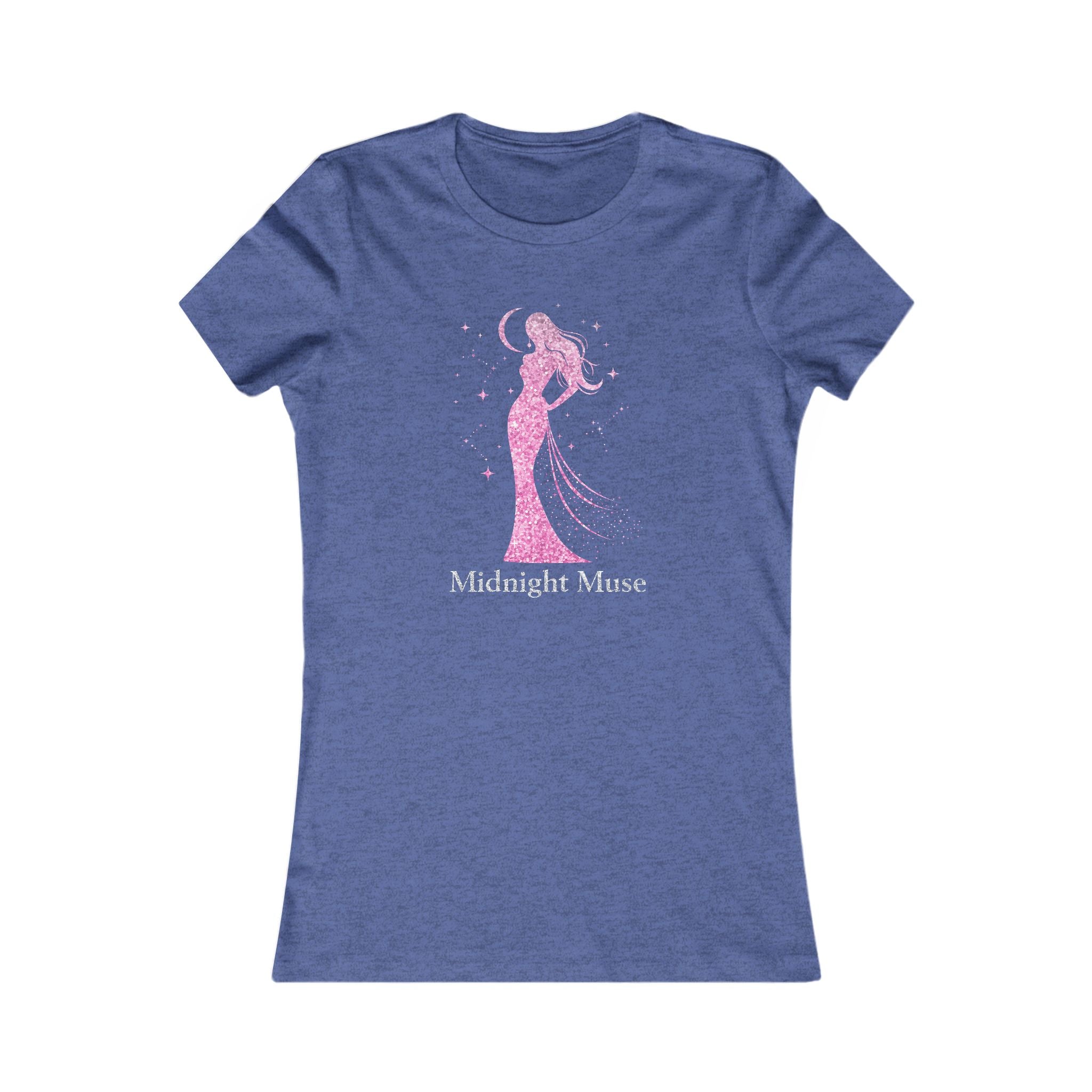 Midnight Muse Women's Tee — Pink Sparkle Silhouette Graphic Shirt