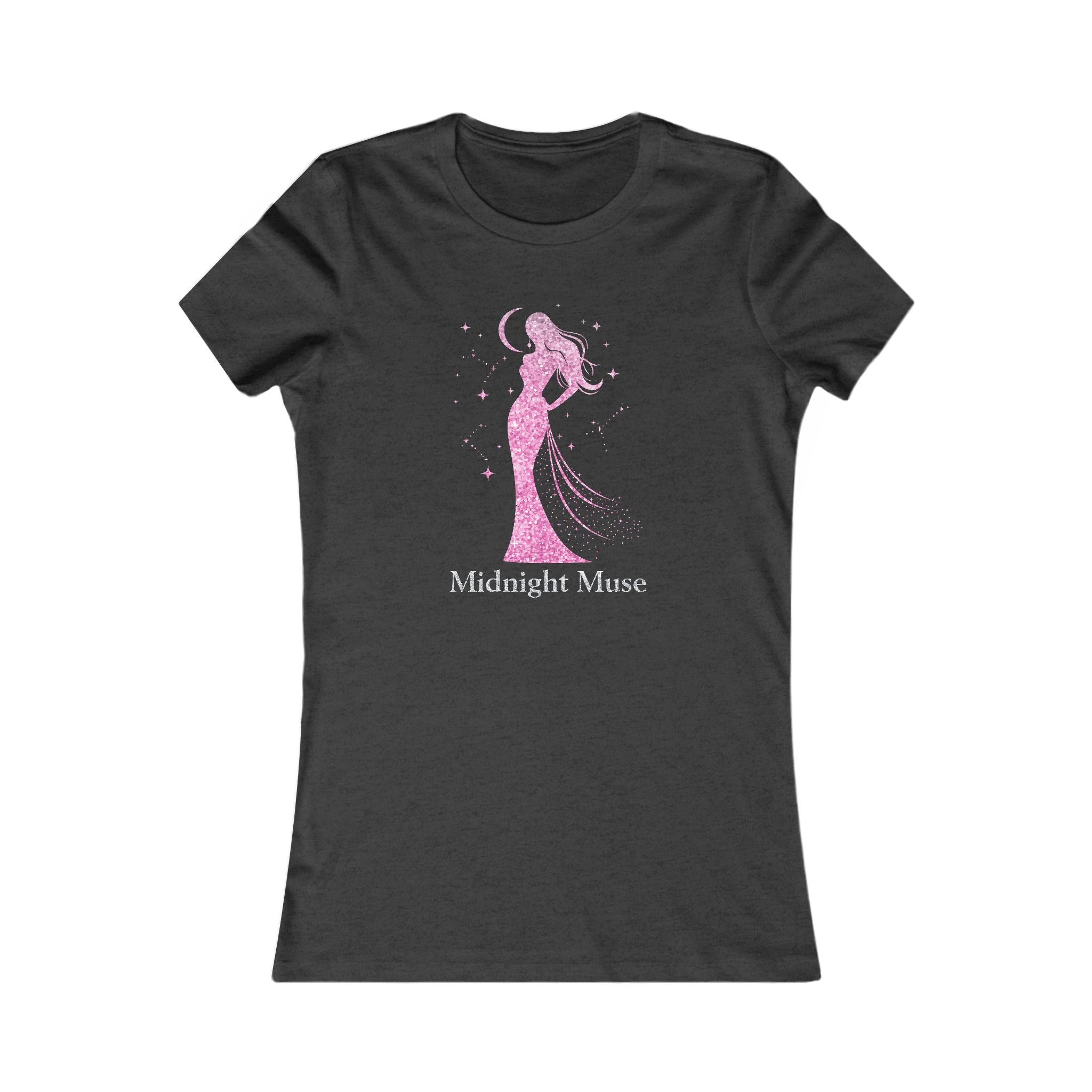 Midnight Muse Women's Tee — Pink Sparkle Silhouette Graphic Shirt