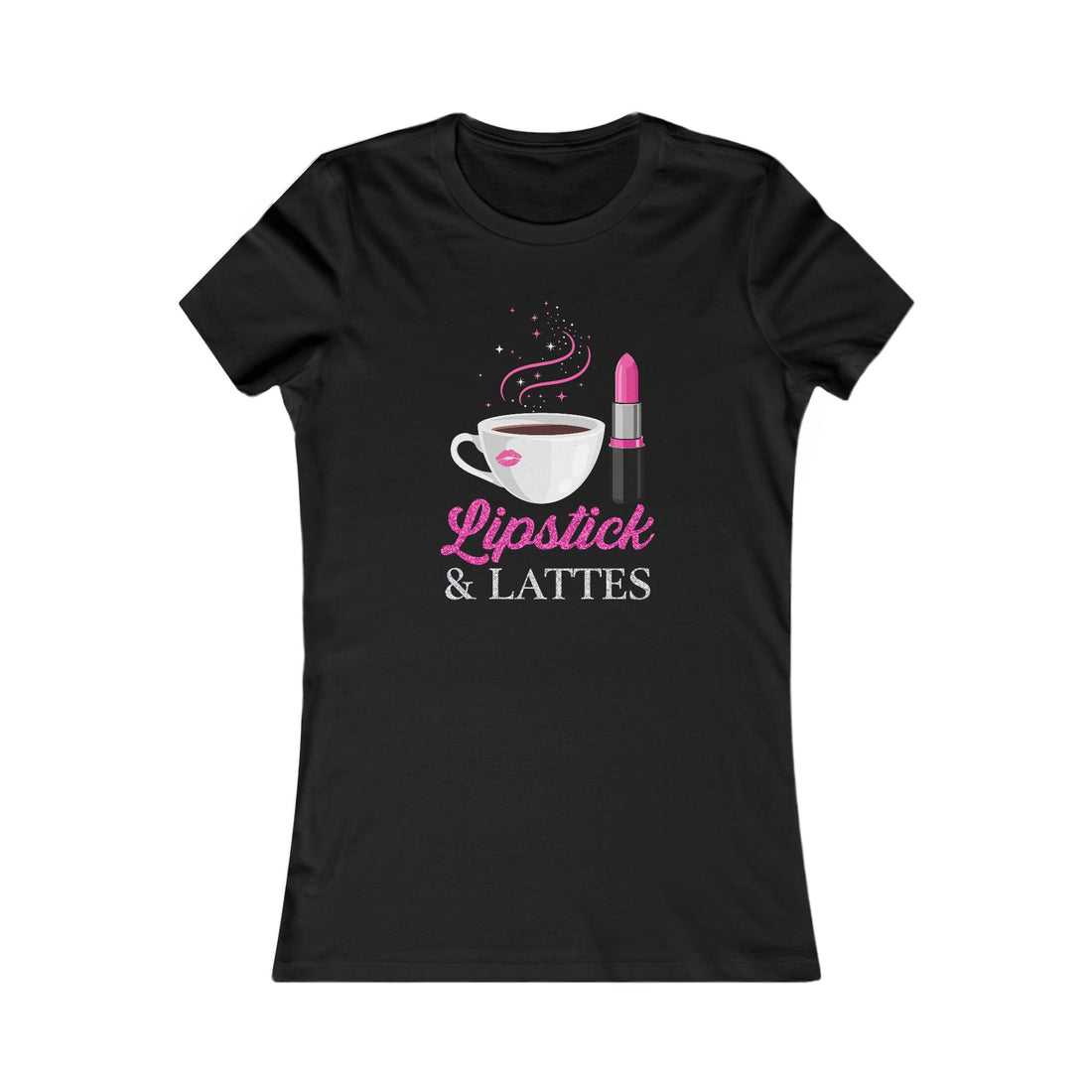 Lipstick & Lattes Women's Tee — Cute Coffee and Makeup Graphic T-Shirt