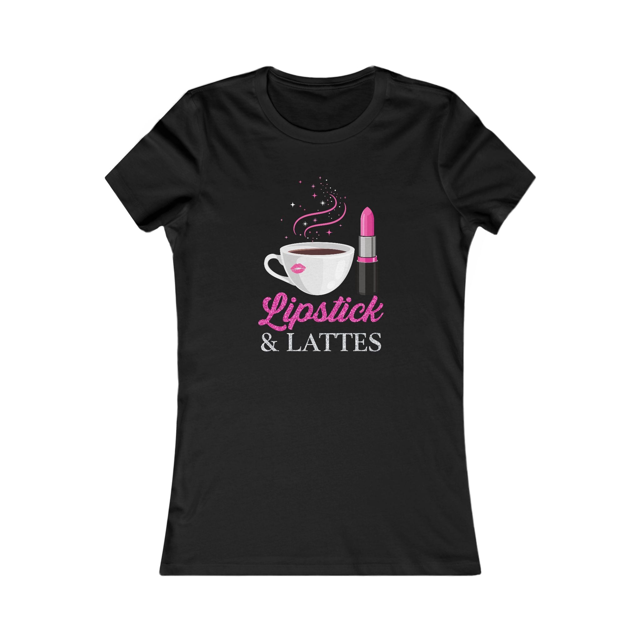 Lipstick & Lattes Women's Tee — Cute Coffee and Makeup Graphic T-Shirt