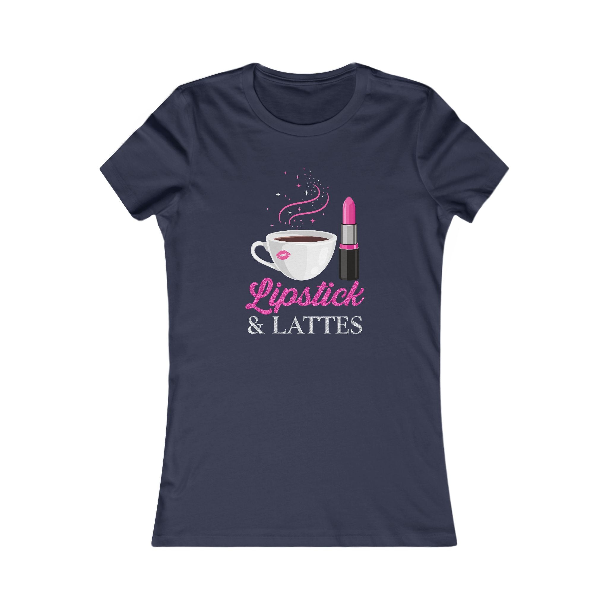Lipstick & Lattes Women's Tee — Cute Coffee and Makeup Graphic T-Shirt