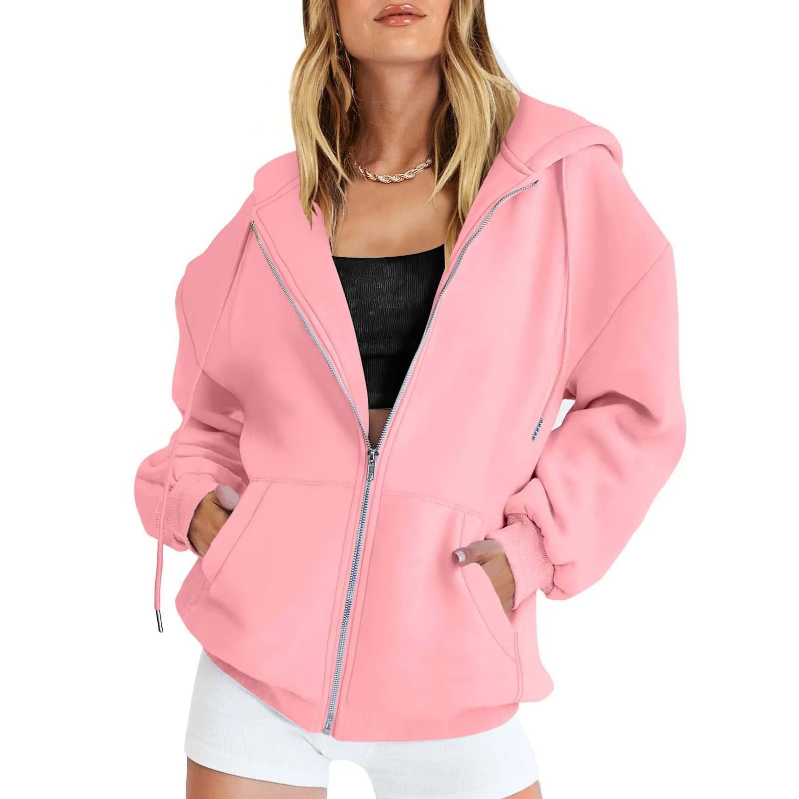 Women's hoodie - Oversized loose sweatshirt Zip-up hoodie