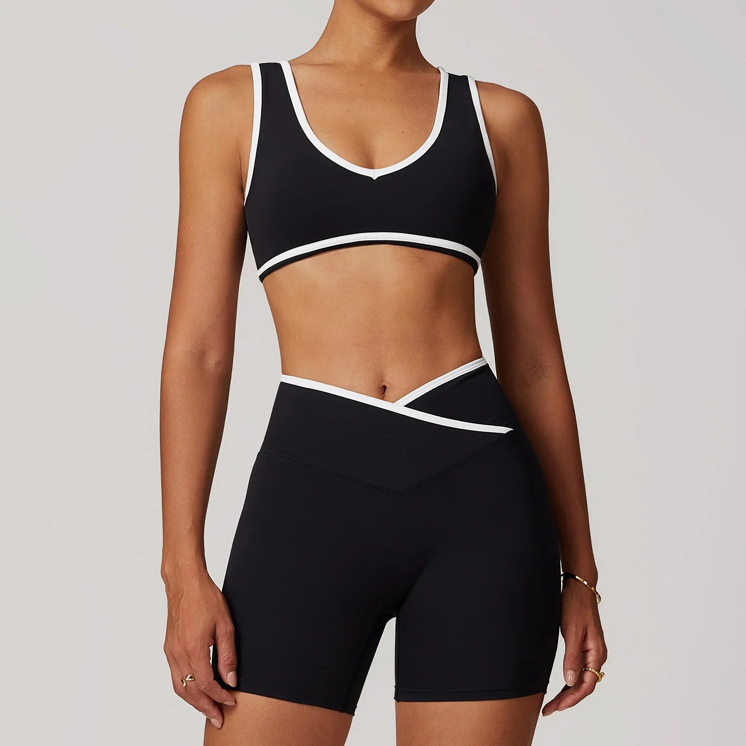 Gym Workout Outfits - High Waist Leggings & Sports Bra