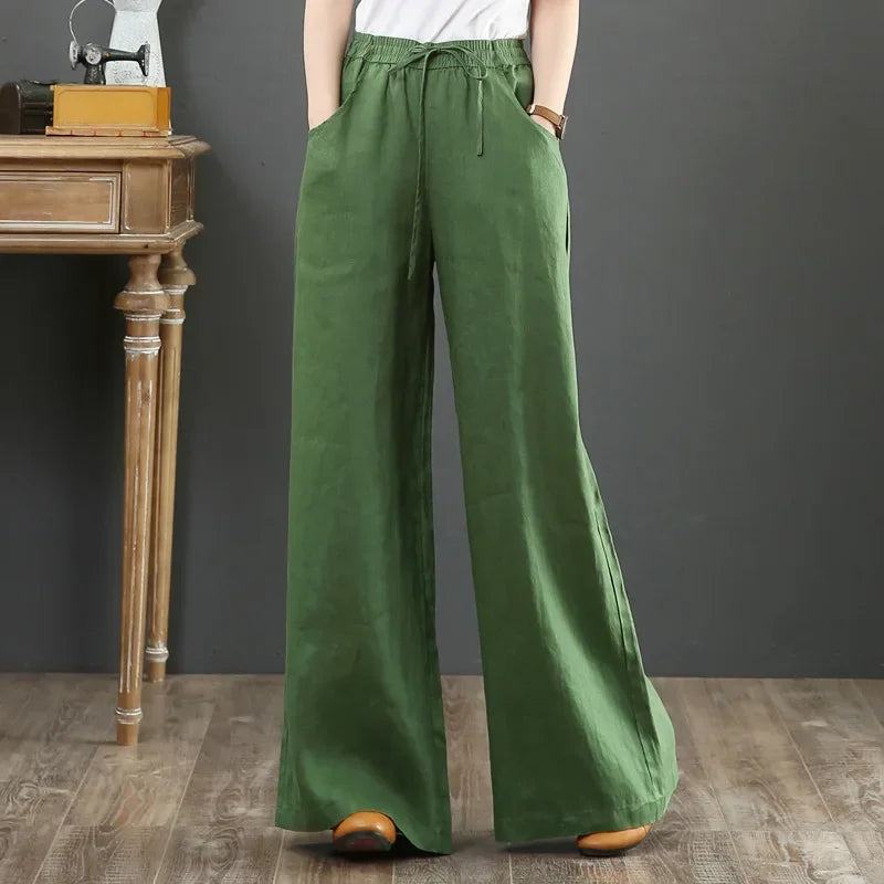 Retro Loose Wide-Leg Cotton Linen Pants for Women – Daily Streetwear