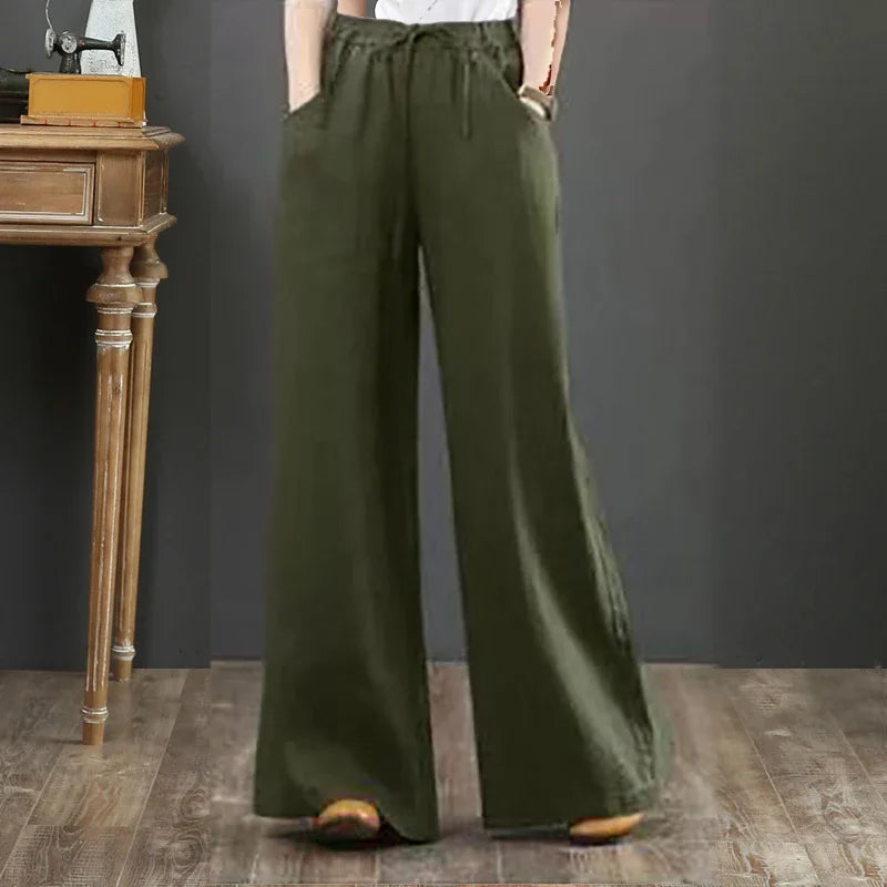 Retro Loose Wide-Leg Cotton Linen Pants for Women – Daily Streetwear