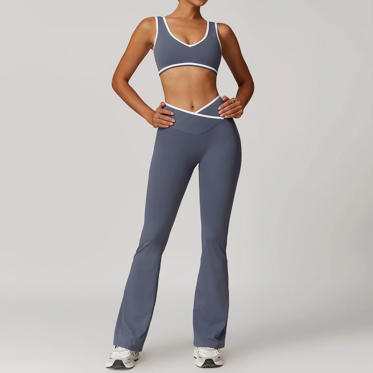 Gym Workout Outfits - High Waist Leggings & Sports Bra