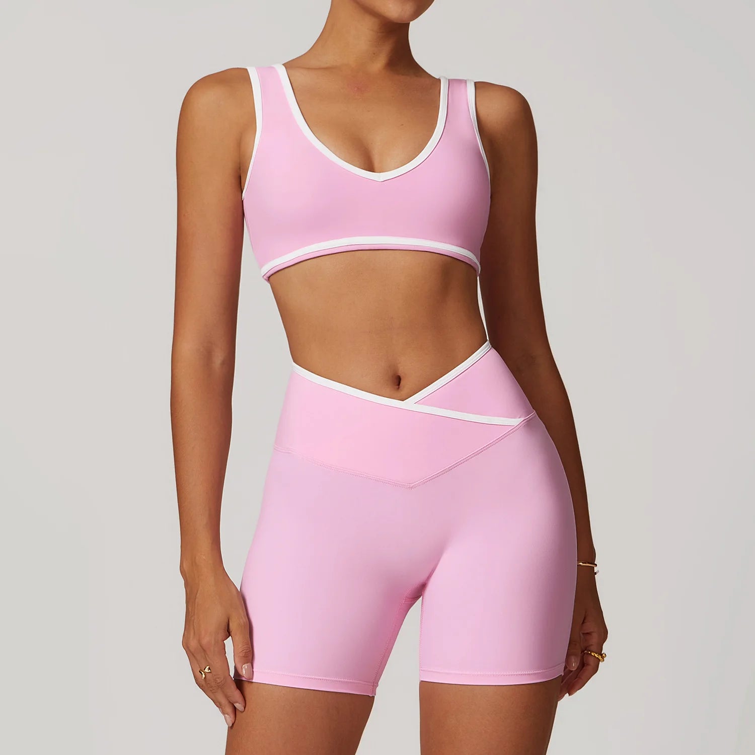 Gym Workout Outfits - High Waist Leggings & Sports Bra