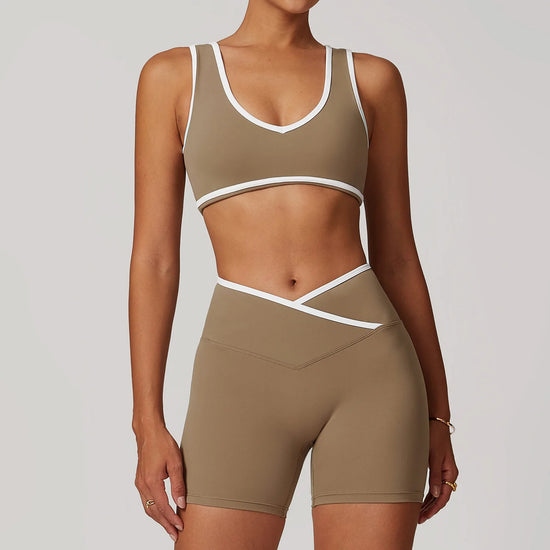 Gym Workout Outfits - High Waist Leggings & Sports Bra