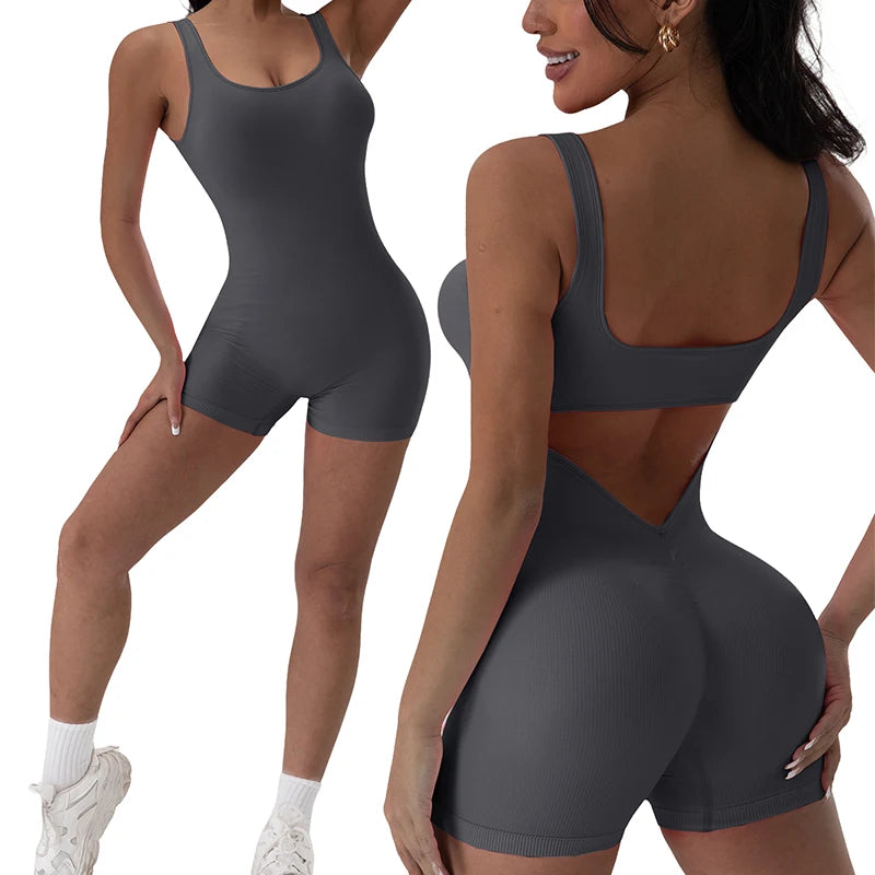 1PCS Backless Gym Wear Bodysuit