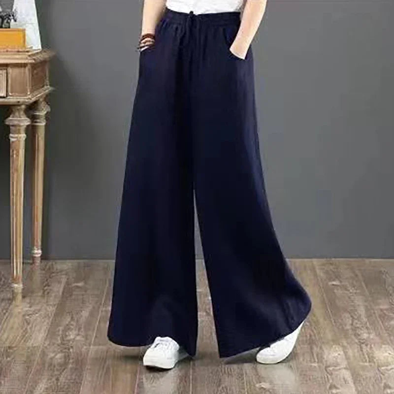 Retro Loose Wide-Leg Cotton Linen Pants for Women – Daily Streetwear