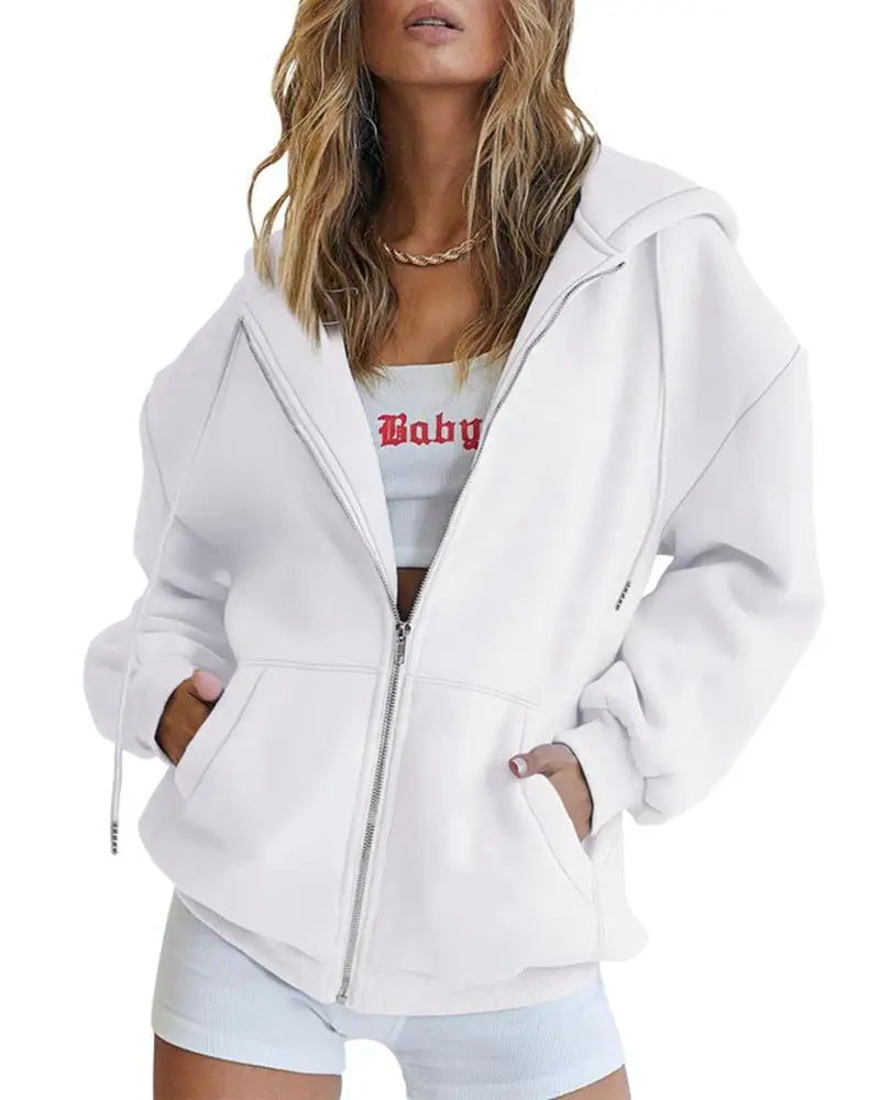 Women's hoodie - Oversized loose sweatshirt Zip-up hoodie