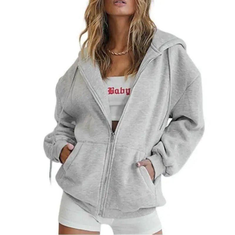 Women's hoodie - Oversized loose sweatshirt Zip-up hoodie